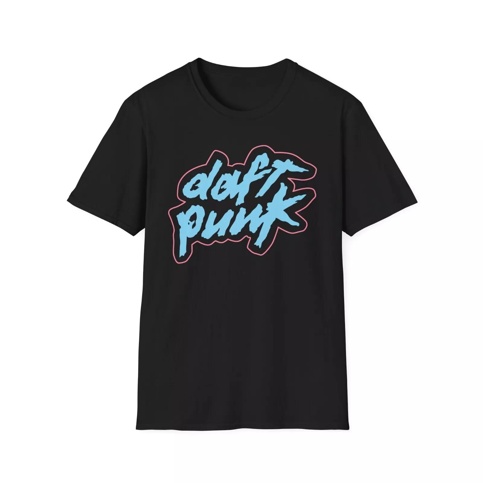 

Daft Punk Logo White Black Tee Shirt Blue Pink Logo Retro TShirt T-Shirt tops XL