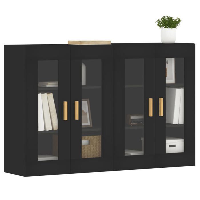 VidaXL Armoires murales 2 pcs noir bois d'ingénierie 3197898