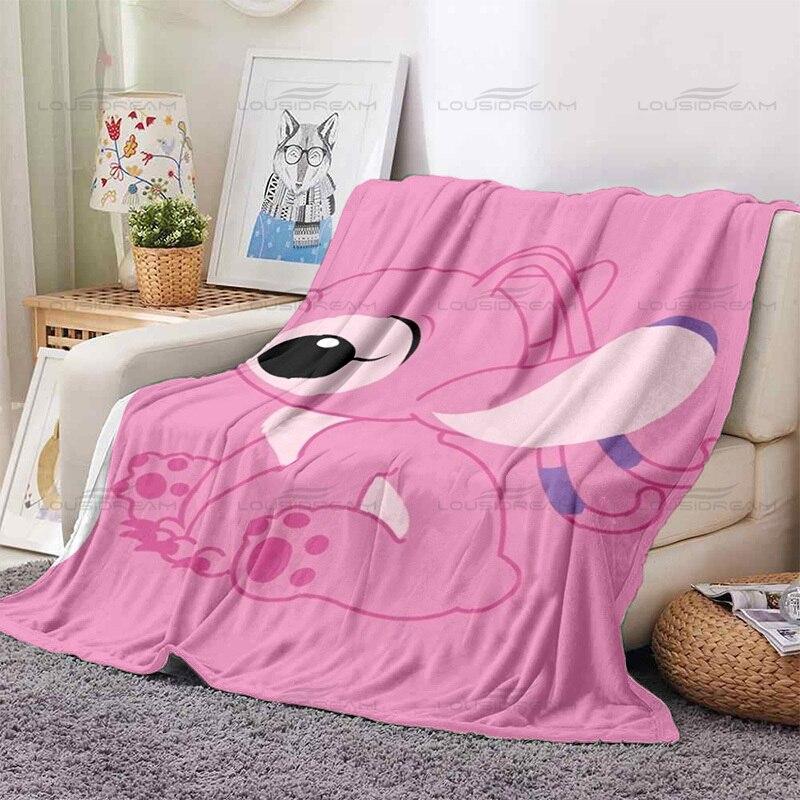 Fashion Animated Couple Blankets Cute Cartoon Pet Pattern Thin Blankets Flannel Portable Home Travel Office Blankets