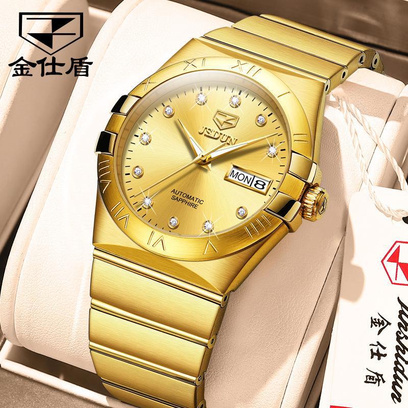 JINSHIDUN Nowy zegarek męski biznesowy i rekreacyjny W pełni automatyczny zegarek maszynowy Biznesowy wodoodporny zegarek wysokiej klasy