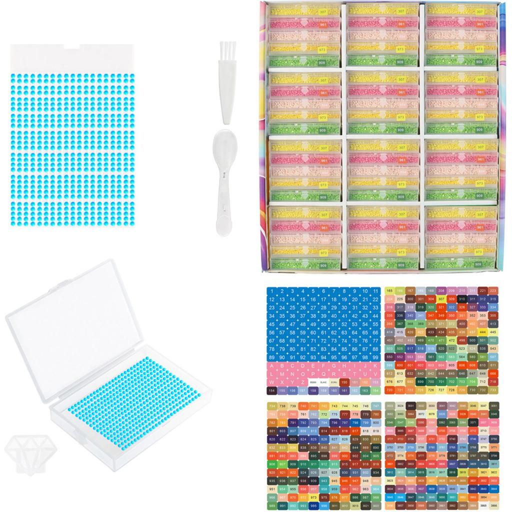 Diamond Art Trays Kits with Spoon & Brush 5D Diamond Painting Art Drawer Box Tray Kit Diamond Painting Storage Containers Trays