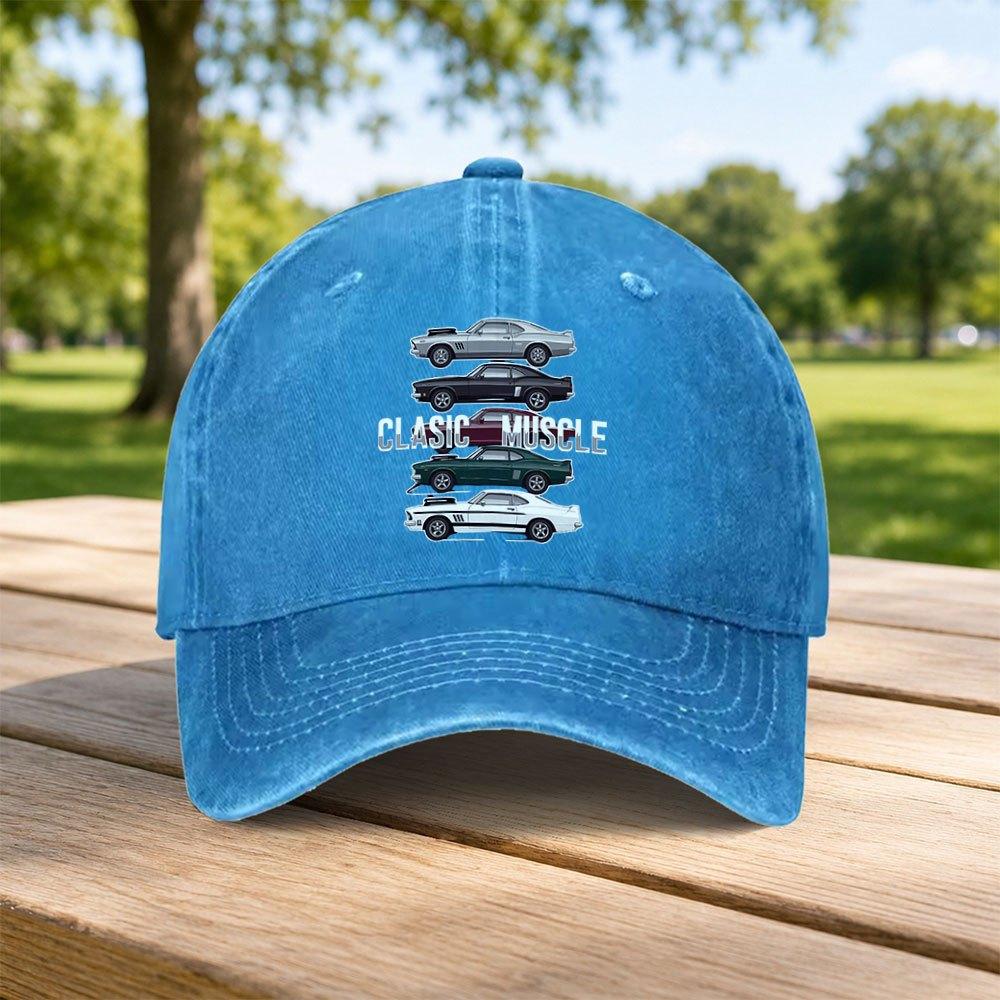 Classic Muscle Car Washed Baseball Cap Unisex Dad Hat Retro Sports Casual Fashion