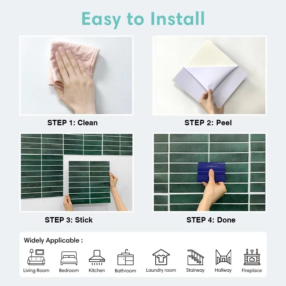 3D Tile Wall Stickers Kitchen Cabinet Renovation Sticker  for Kitchens Bathrooms and Tiled Walls
