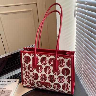 Bolsa de compras festiva de alta qualidade na cor vermelha para mulheres, nova bolsa para dama de honra, bolsa de ombro festiva simples de nicho para mulheres