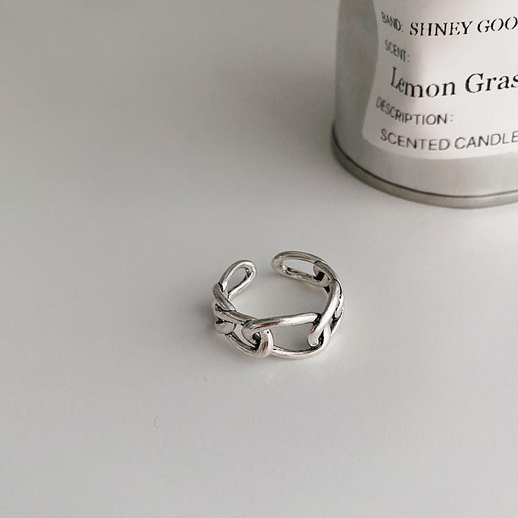 Vintage-inspirierter geometrischer offener verstellbarer Ring aus 925er Sterlingsilber für Damen