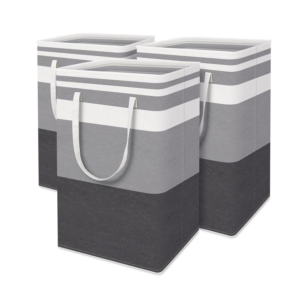 Foldable Clothes Organizer Basket Standing Fabric Laundry Organizer Buckets Large Capacity with Handle for Bathroom Baby Room
