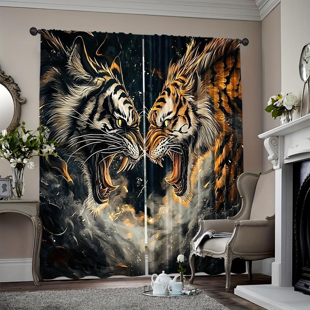 Spring Summer Dragon Vs Tiger Curtains Decorative Indoor Outdoor Use Fits Bedroom Living Room Office Sheer Made Of Polyester Great Window Treatment
