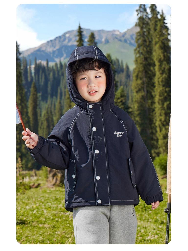 European Boys' Waterproof Padded Winter Jacket with Fleece Lining - Trendy 2025 Children's Outerwear for Toddlers