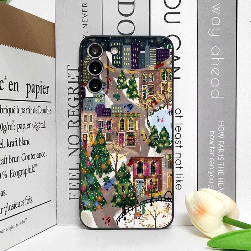 Christmas Snow Street Shop Window Scenery Pattern Phone Case for OPPO Reno 13 12 F 11 10 Pro Plus A58 Find X5 X3 Lite Soft Cover
