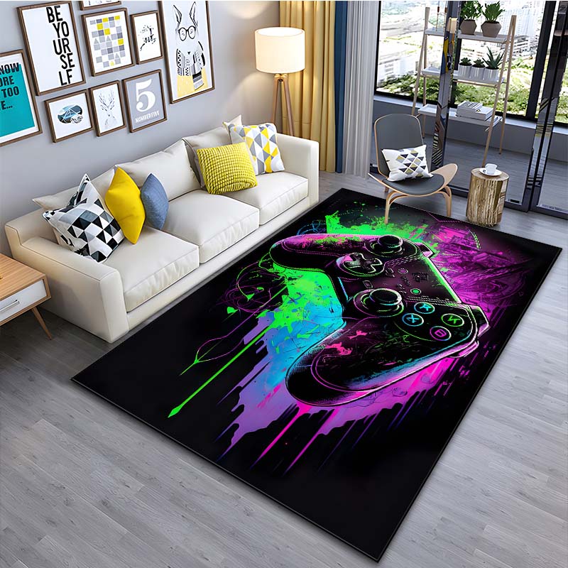Modern Colorful Gaming Themed Print Rug for Living Room Bedroom Bedside Bathroom Floor Mat Home Area Rug Carpets Room Decor Gift