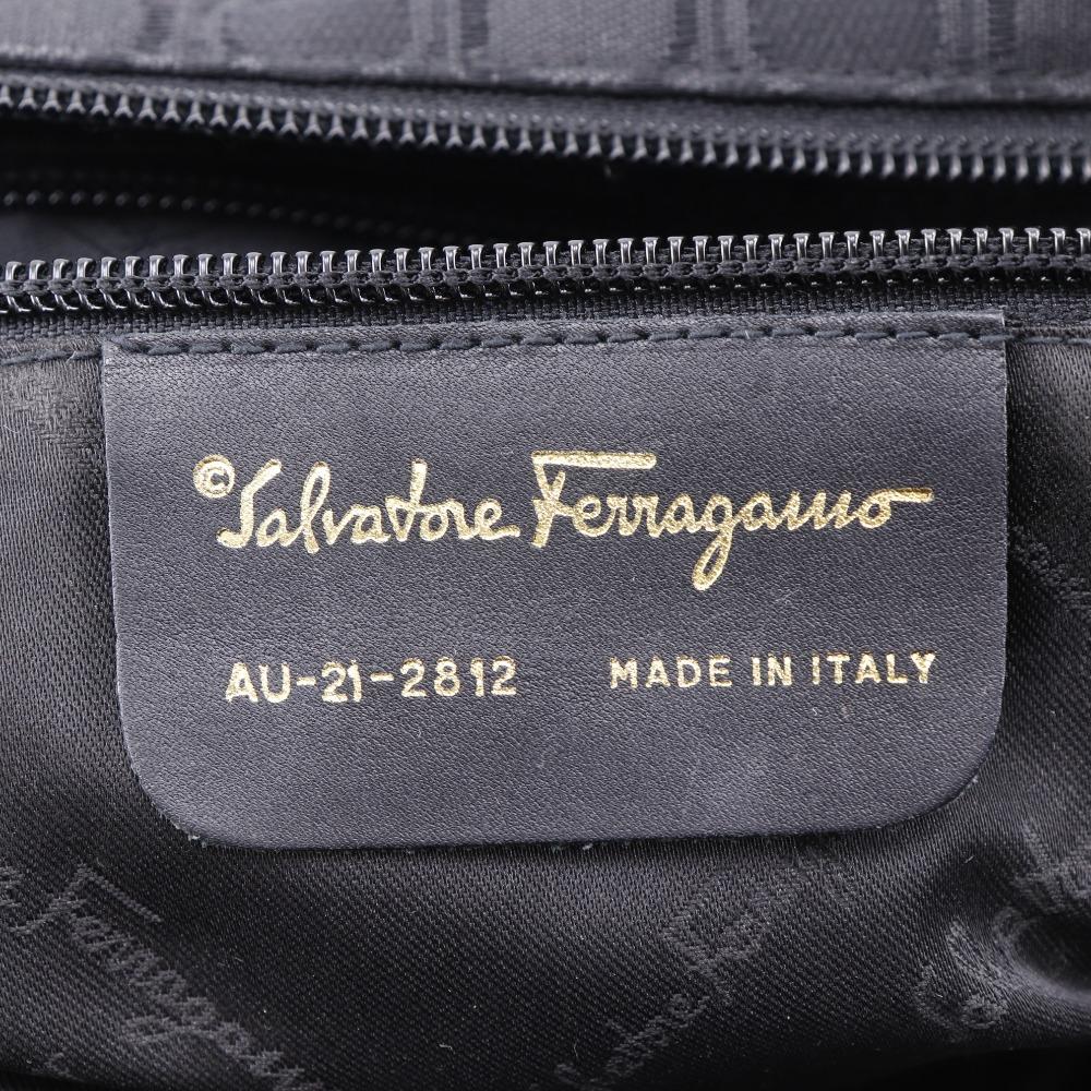 Salvatore Ferragamo Gancini Tote Bag AU-21-2812 Black Nylon Canvas Women Used