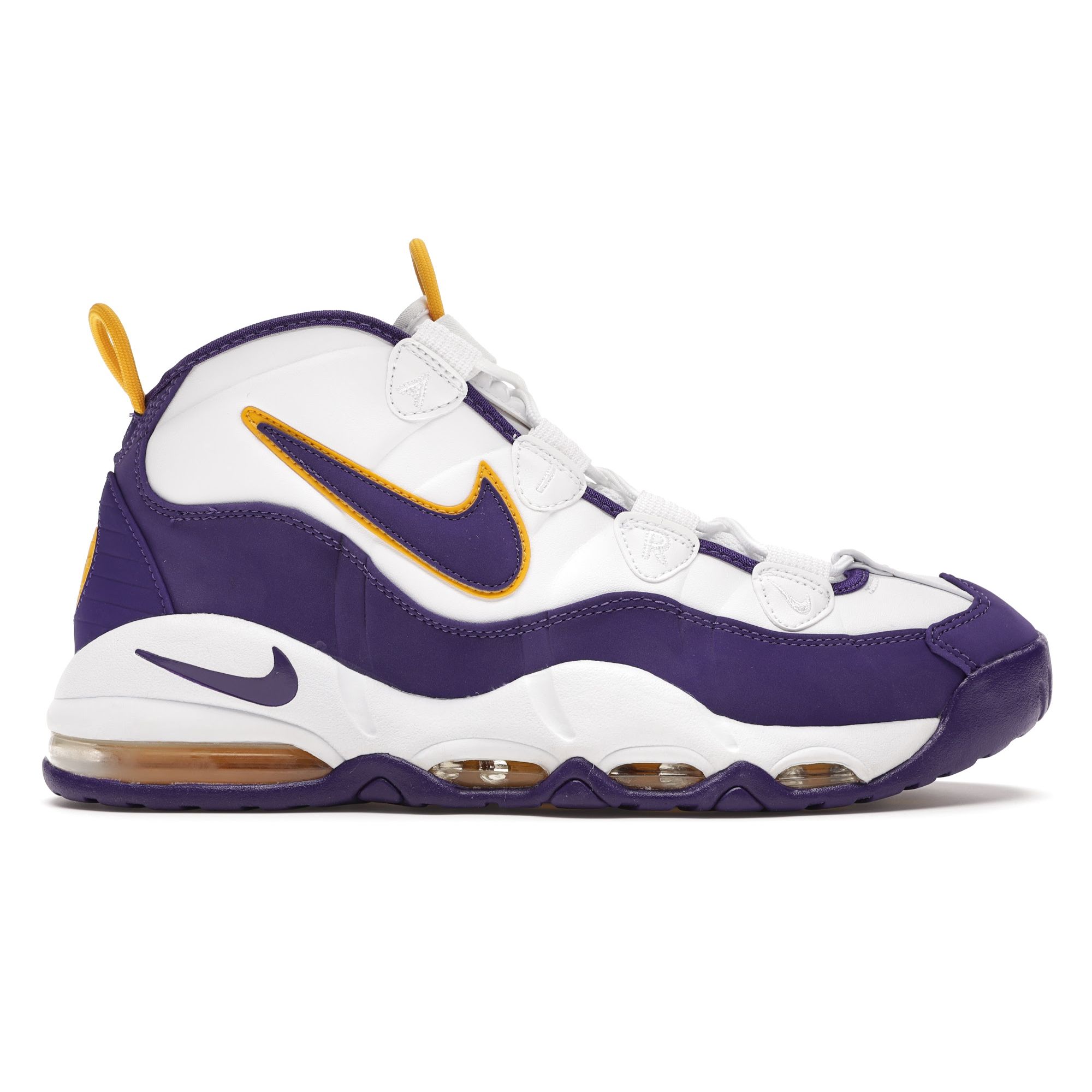 

Nike Кроссовки Air Max Uptempo Los Angeles Lakers Unisex белые, белые-белые-корт-фиолетовые 311090-103