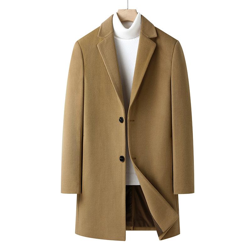 Autumn and Winter Men's Woolen Coat Business Casual Medium and Long Youth Woolen Coat Trench Coat Men's Coat