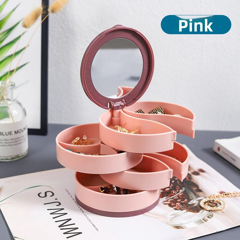 Rotating Multi-Layer Jewelry Box Elegant Ear Accessory Organizer for Living Room, Bedroom, and Study Dust-Proof, Modern Simplicity Design