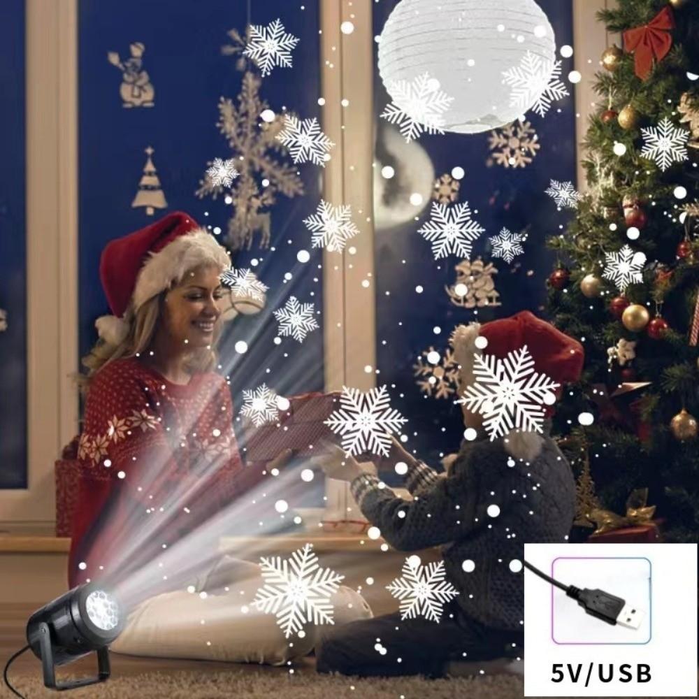 

Colorful USB Powered Christmas Projector Starry Rotating Christmas LED Night Light Halloween Snowflake Atmosphere Lamp New Year