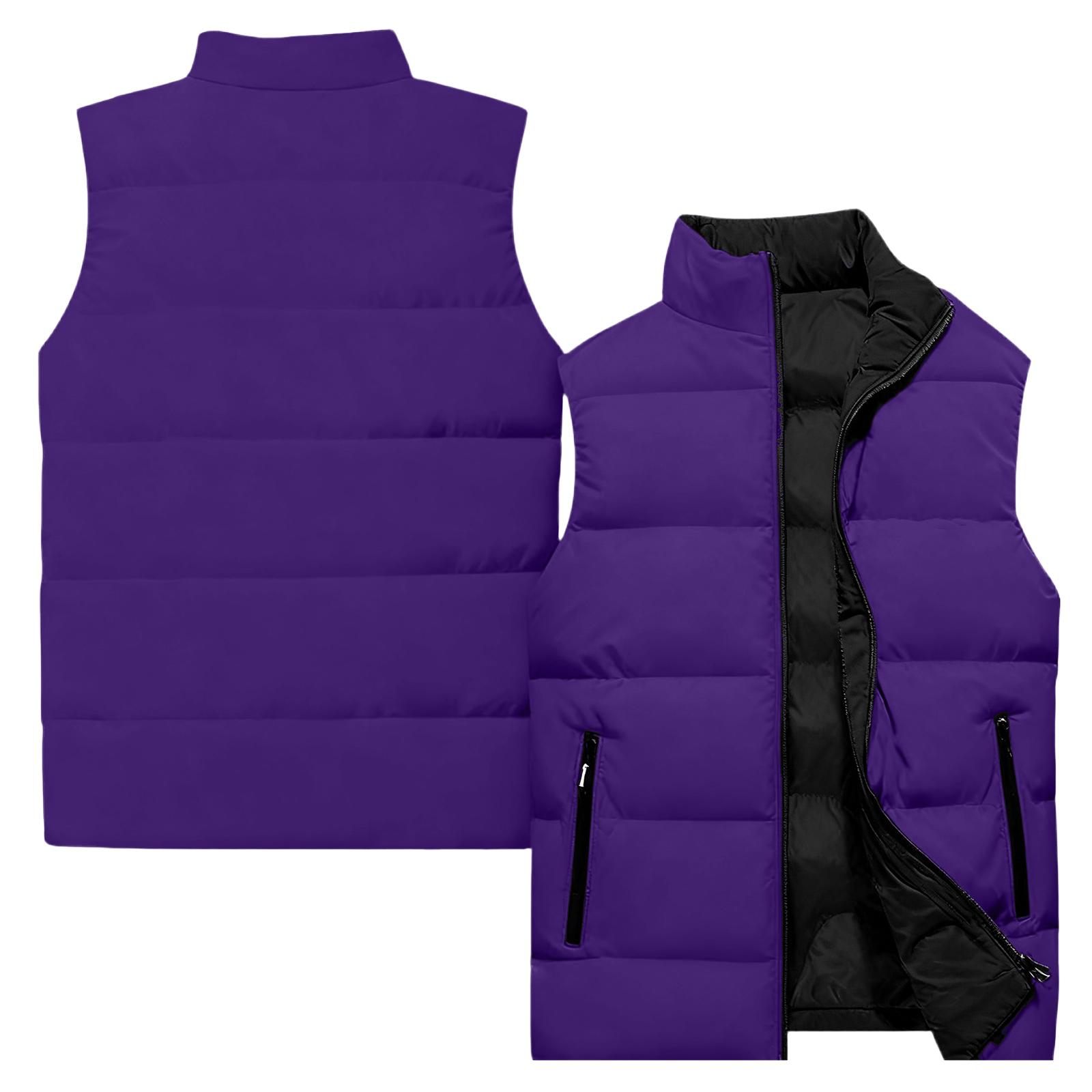 

Ladies Casual And Fashionable Sleeveless Vest Solid Color Cotton Jacket L фиолетовый