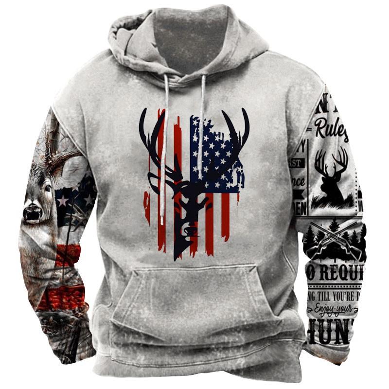 Vintage Animal Sweatshirt For Men Oversize Hoodie 3d Print Long Sleeve Pullover Casual Fashion Men's Clothing High Quality Tops