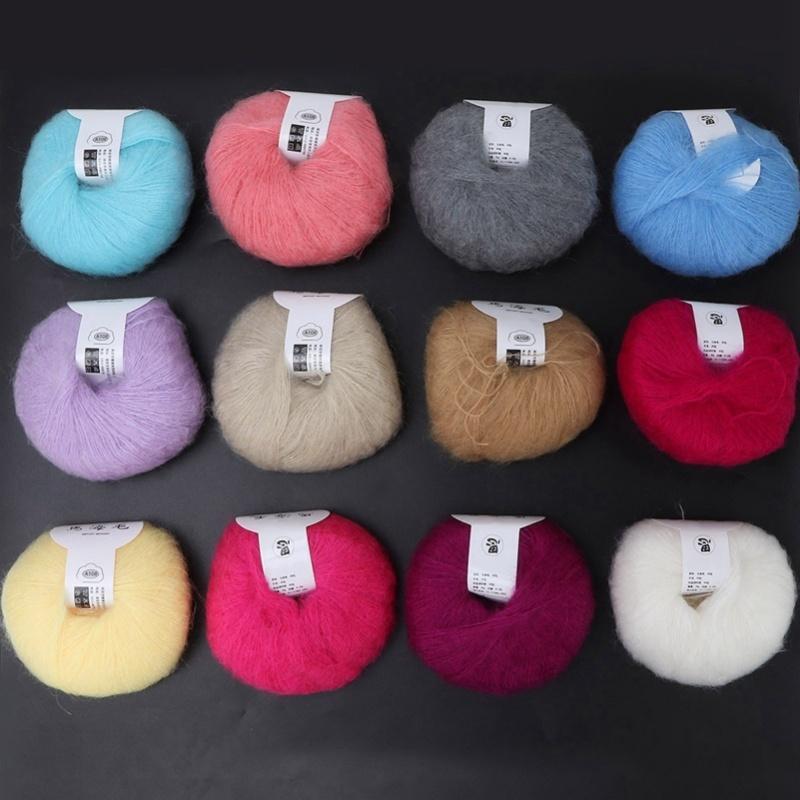 Popular Soft Mohair Pashm Knit Angora Long Wool Yarn (12 Colors A Set)