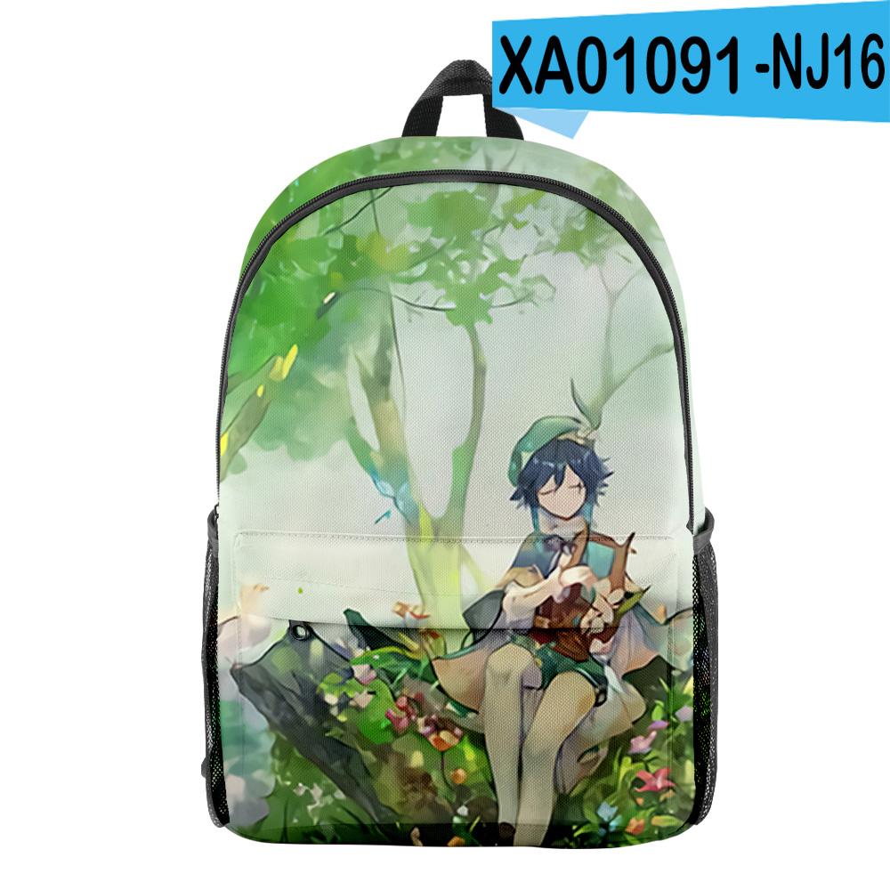 Fashion Youthful Genshin Impact Venti Student School Bags Notebook Backpacks 3D Printed Oxford Waterproof Boys/Girls Travel Bags