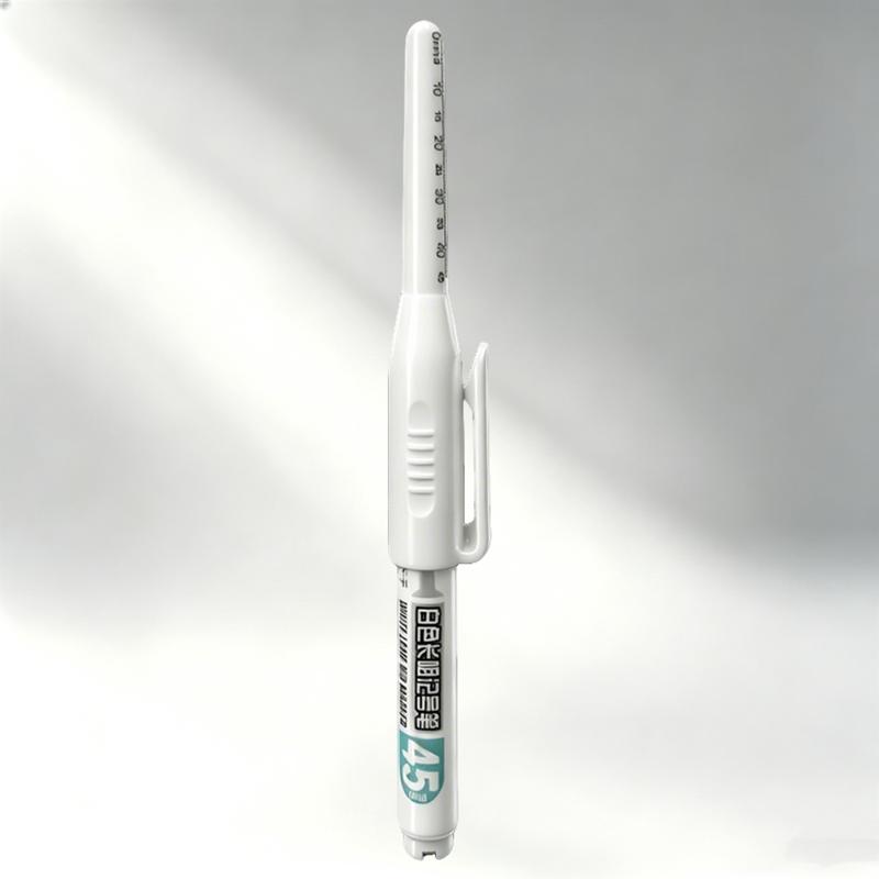 

White 45mm Deep Hole Marker Pens With ink Set Long Nib Head Carpenter Pen Waterproof for Measuring Woodworking Office Black