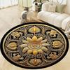 Gold Sun Mandala Round Rug, Black Gold Bohemian Luxury Carpet, Artistic Floor Mat for Home Decor, Meditation Yoga Rug