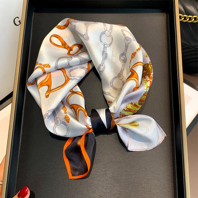 New 100% Real Silk Satin Women Scarf Flower Printed Foulard Femme Square Head Scarfs Bandana Shawl Gift For Lady Hijab