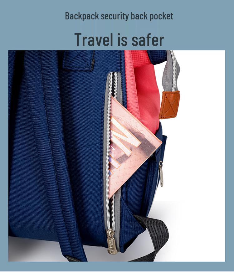 2025 Korean Style Mommy Backpack: Multifunctional Fashion Canvas Color Block Bag with Baby Bottle Holder