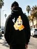 Casual Streetwear Style, Hoodie, Funny Peanut Mascot Holding Envelope Graphic, Autumn Winter Daily Wear, Gift for Boyfriend Or Fri