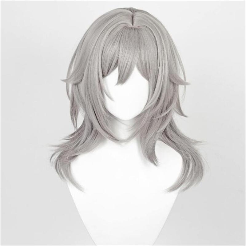 

Игра Хонкай: Парик для косплея Star Rail Trailblazer Caelus Stelle с челкой, длинные, короткие, прямые, серые синтетические волосы, парики + шапочка для парика One Size