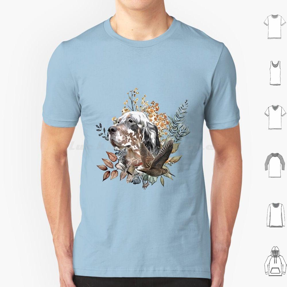 English Setter Woodcock Hunting Art T Shirt 6xl Cotton Cool Tee English Setter Woodcock Hunting Hunting Hunting Art Bird