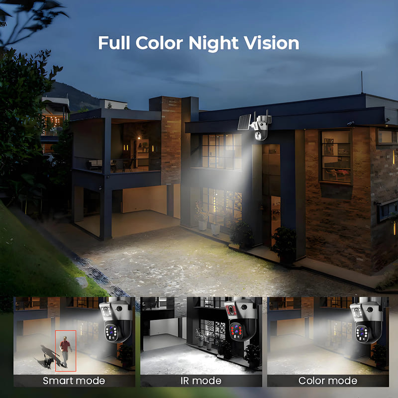 LS VISION 6K 4G Sim Solar Camera 10x Zoom IP CCTV 12MP Dual lens PTZ Surveillance PIR Human Detection Outdoor Security Protection Camera