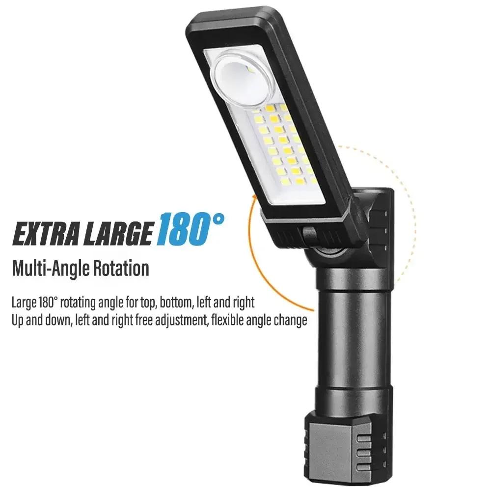 Rechargeable Camping LED Flashlight Work Light with Headband and Hook Headlamp Waterproof 6 Lighting Modes Suitable Night Work