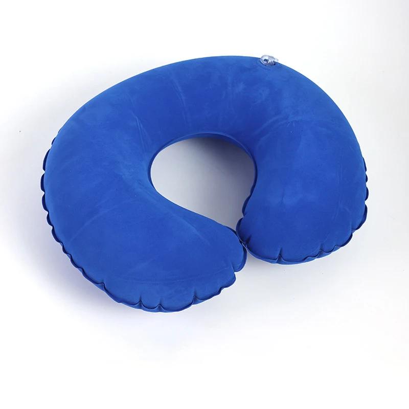 Travel Inflatable C-shaped Pillow for Car Airplane, Portable U-shaped PVC Plush Neck Pillow