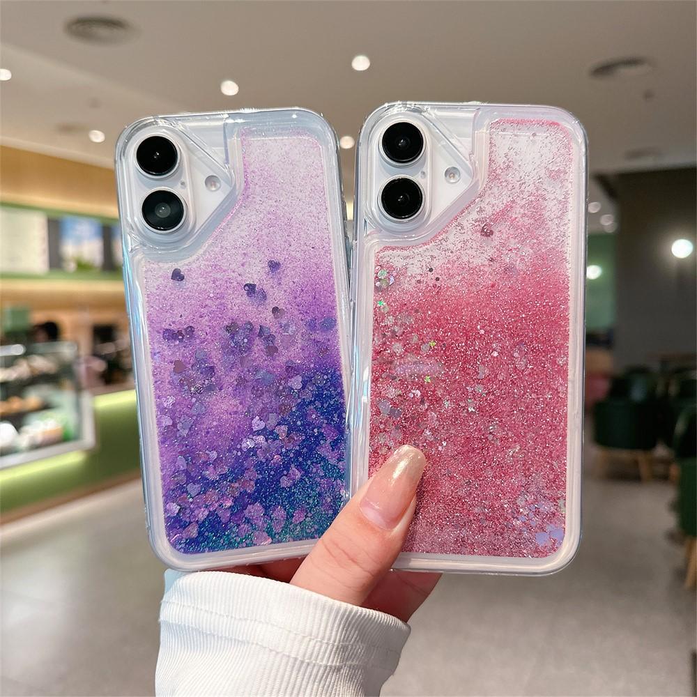 Ästhetisches Transparente Flüssigkeit Glitzer Glänzend Pailletten Hülle Für iPhone 16 15 14 13 12 11 Pro Max Mini Xs XR 7 8 Plus SE Bumper Abdeckung