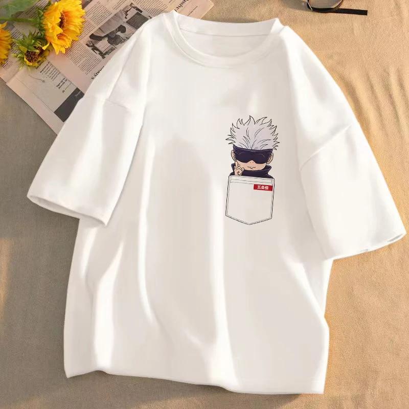 Summer Japanese Unisexga Gojo Satoru Cotton T-shirt Unisex Jujutsu Kaisen Anime T-shirt Unisex Harajuku Kawaii Short Sleeve T-shirt