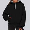 Women's Fashionable Solid Color Hooded Long Sleeved Sports Casual Pullover Sweatshirt Top