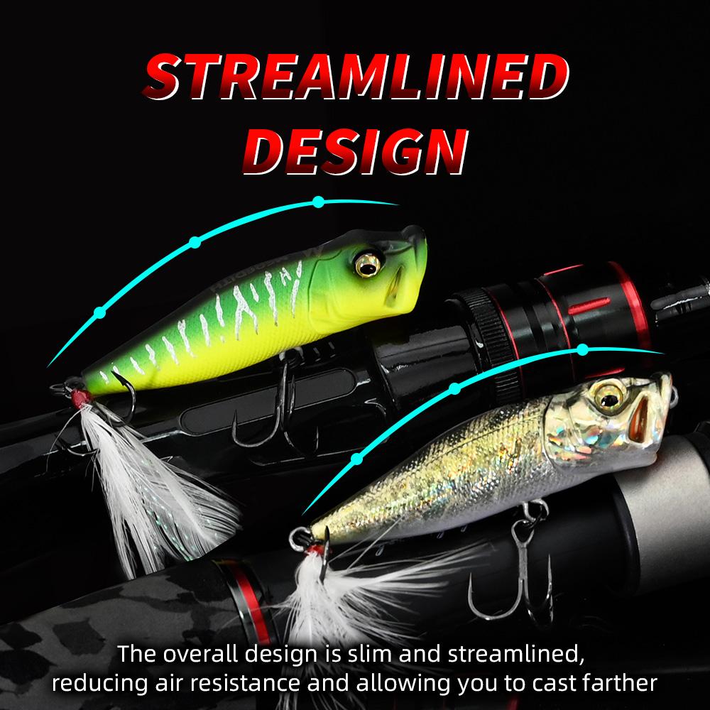 MEREDITH POPX Popper 64mm 8.4g Surface Chugger Feather Tail Pike Bass POPX