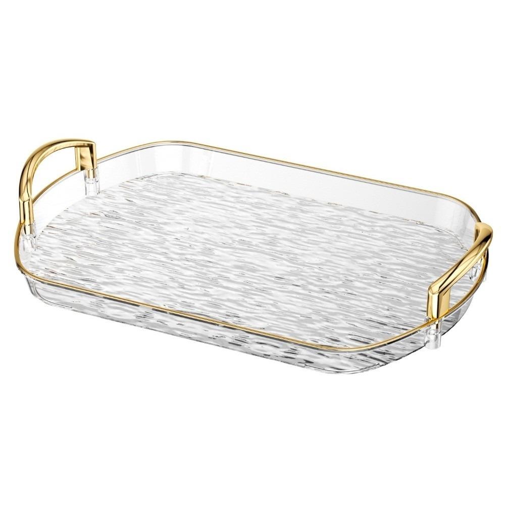 Rectangular Decorative Tray Gold Rim Dining Tea Serving Platter  Restaurant Dining Style A