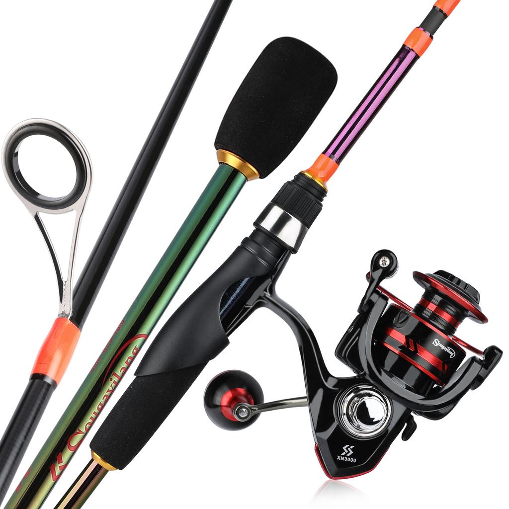 Nowy poszycia zestaw kołowrotków wędki 5 sekcji wędka z włókna węglowego Spinning Fishing Reel metalowa kulka uchwyt wędka Combo