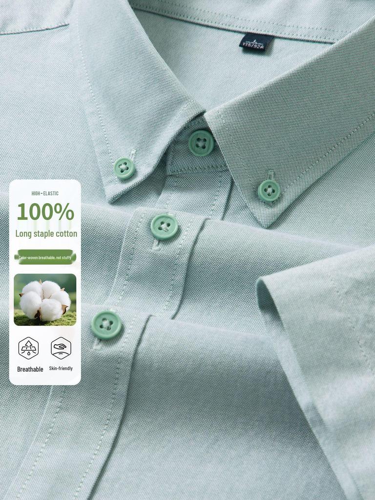 Men's Pure Cotton Oxford Short-Sleeve Button-Down Shirt - Summer 2026 New Style for Casual Business Wear
