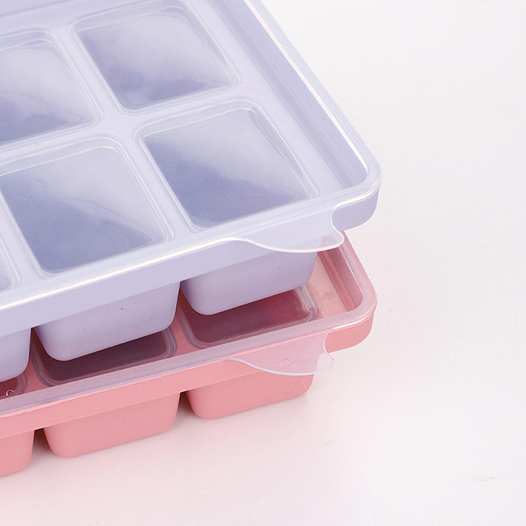 Morandi Color Big Grid Ice Cube Mold Household Ice Cube Tray with Lid Square Shape Ice Cube Tray Molds Kitchen Accessory