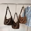 2025 Autumn Leopard Shoulder Bags Suedu Luxury Shoulder Crossbody Bags Large Capacity Travel Commuting Handbags