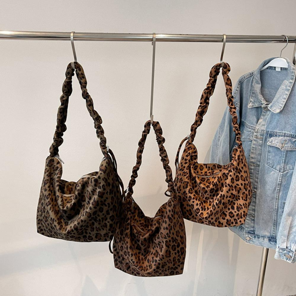 2025 Autumn Leopard Shoulder Bags Suedu Luxury Shoulder Crossbody Bags Large Capacity Travel Commuting Handbags
