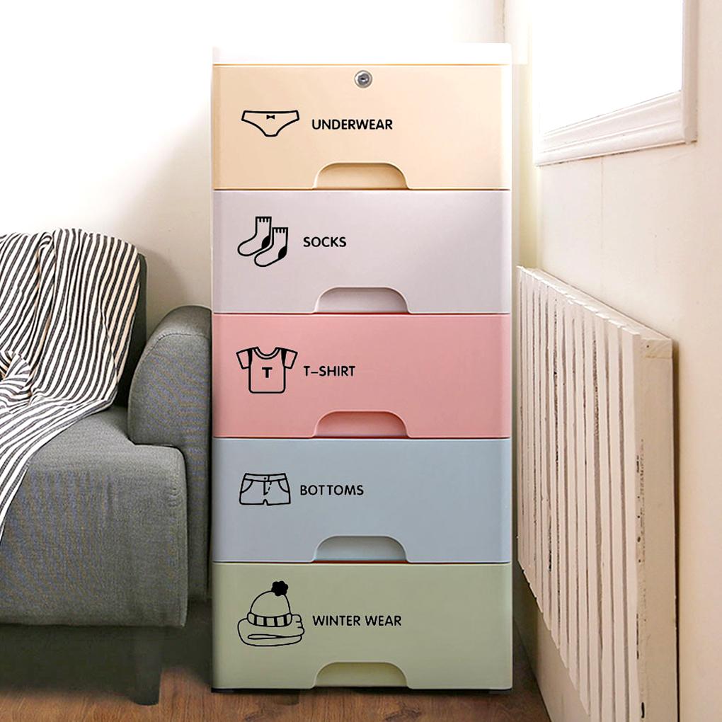 Wardrobe Sticker Removable DIY Self Adhesive Closet Decal Underwear Classification 7 Pictures Clothes Label Tile Furniture