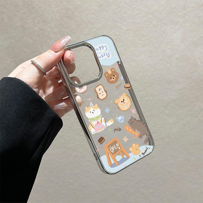 New Cute Cartoon Soft Electroplated Phone Case for iPhone 13 Pro Max, 14 Pro Max, 15, and 16