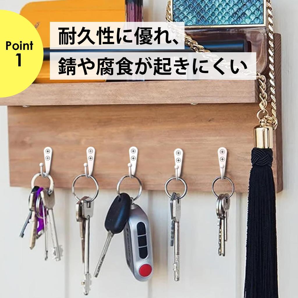 Set of 20 Antique White Wall Hooks with Screws, Heavy-Duty Capacity, Wall-Mounted Storage Hooks for Luggage, NYANDELMO ND-0046-R06-WH20