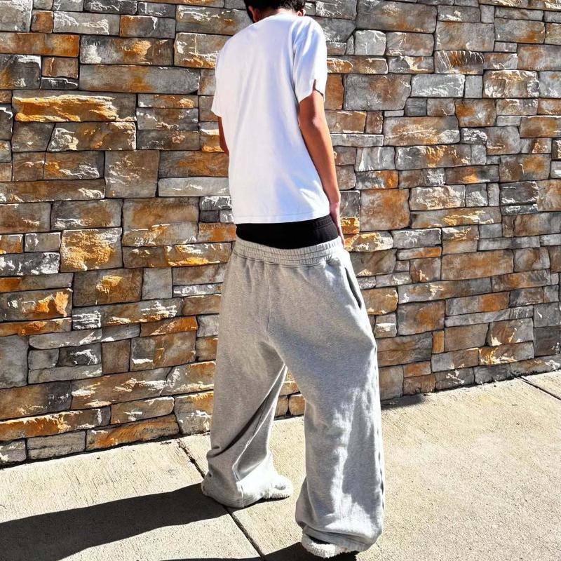 European and American Double Waisted Embroidered Street Folding Couple Sweatpants