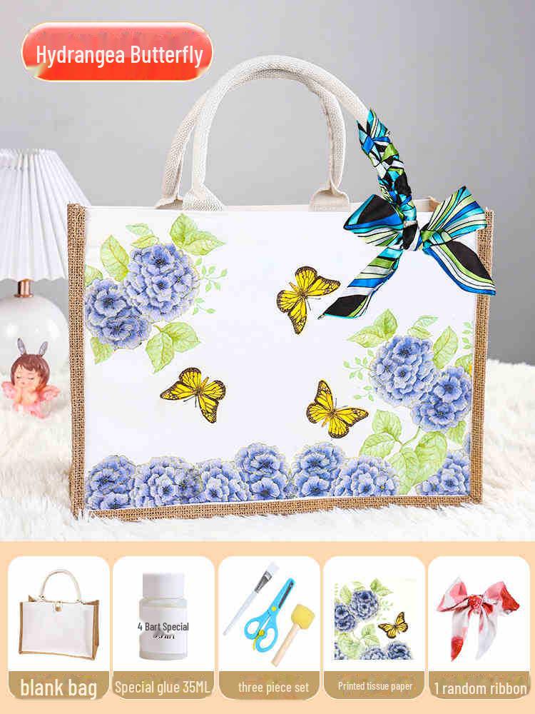 "Handmade Butterfly Canvas Gift Bag for Teacher’s Day and Creative Events"