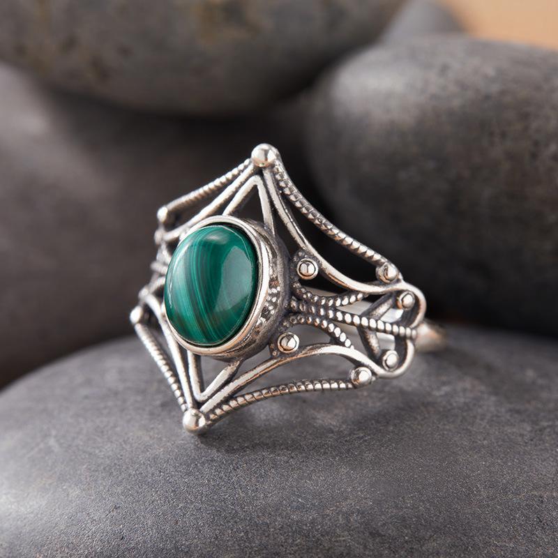 Natural Gemstone Moonstone Topaz Tiger Eye Kyanite Colored Treasure Ring Women'S S925 Sterling Silver Thai Silver Index Finger Ring