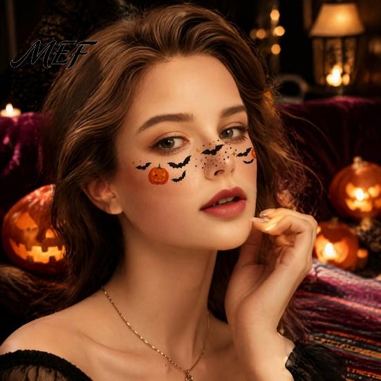 Temporary Tattoos for Adults Kids Halloween Tattoo Stickers, Face Decals Party Makeup, Stickers Waterproof Pumpkin Bat Bloodstain Art